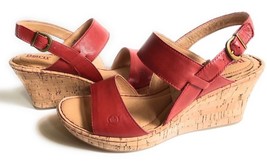 New Born Women&#39;s Cherry Cork Wedge Leather Sandals Variety Color&amp;Sizes - $87.99