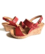 New Born Women&#39;s Cherry Cork Wedge Leather Sandals Variety Color&amp;Sizes - $112.82 CAD