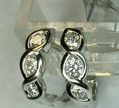 0.50Ct Simulated Diamond Huggie Hoop Earrings Solid 14K White Gold Plated - $88.99