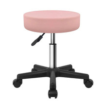 Adjustable Height Pink PU Leather Rolling Salon Stool with Wheels - KKTONER - $1,205.03 MXN