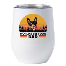 World&#39;s Best Australian Kelpie Dog Dad Wine Tumbler 12oz Cup Gift For Dog Lover - £18.44 GBP