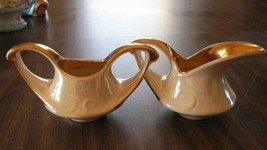 Cream Pitcher Sugar Bowl Set Art Deco Yellow 22k Gold Trim Marked 70 71 ... - £21.33 GBP