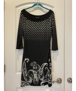 White House Black Market Black And White Sheath Dress Paisley Pattern Si... - $14.80