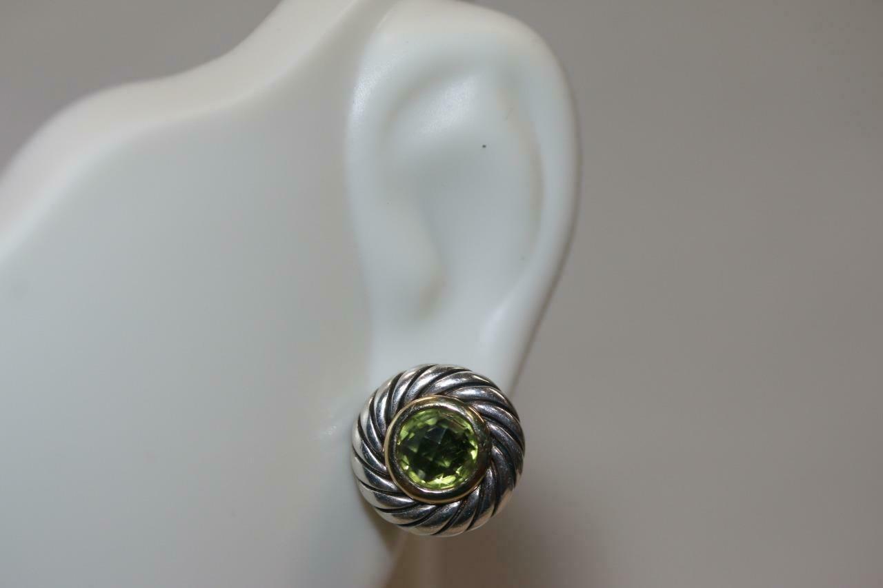 Primary image for DAVID YURMAN Peridot Cookie Stud Earrings 925 Sterling Silver 18K Yellow Gold