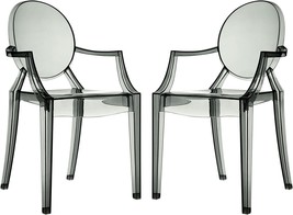 Two Dining Armchairs In Modern Acrylic Stacking Style From Modway, In Sm... - £198.21 GBP