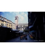 1967 Piazza Erbe Venetian Column People Verona Italy Kodachrome 35mm Color Slide - $3.47