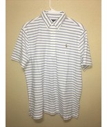 Polo Ralph Lauren White Blue Stripe Classic Fit Knit Oxford Shirt sz L NEW - $134.04 CAD