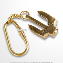 Handmade Brass Miniature Navy Stockless Anchor Keychain Keyring Nautical Gift - £7.76 GBP