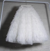 WHITE Tiered Tulle Skirt Women Fluffy White Tulle Maxi Skirt Plus Size  image 4