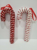 Christmas Holiday Red White Candy Cane Peppermint 8&quot; Ornaments Decor Set of 2 - £15.17 GBP