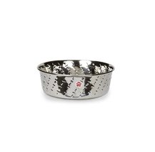 MPP Chic Diamond Plate Heavy Weight Stainless Steel Dog Bowl Non Skid Rubber Bot - £11.36 GBP+