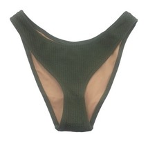 J Crew Textured Cheeky Bikini Bottom Army Green Curved Waist Size Med BC... - $11.87
