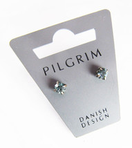 NOS Pilgrim Danish Design 5mm Smoked CZ Costume Pierced Stud Earrings - £7.77 GBP