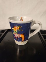 Christmas Coffee Tea Mug Royal Norfolk Ceramic &quot;Vixen&quot; Reindeer Snow 4.5... - $12.77