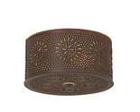 Punched Tin Ceiling Light 2 Light Flush Mount Round Metal Fixture w/ Chi... - $66.95