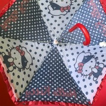Hello Kitty Sanrio Umbrella Children Child Size Red Navy Polka Dot - £23.10 GBP