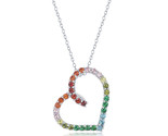 Open heart rainbow cz necklace Women&#39;s Necklace .925 Silver 280120 - £71.36 GBP
