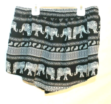 Bohemian Elephant Shorts Size Small Black &amp; White Elastic Waistband Pockets - £7.60 GBP