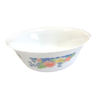 Luminarc Arcopal Florine Swirl Floral Serving Bowl 9 Inch White Blue Vtg... - £22.50 GBP