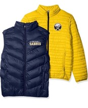 NHL Buffalo Sabres 3 in 1 Systems Jacket Mens Large Embroidered Logo Gold Navy - £57.92 GBP
