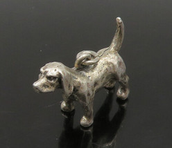 925 Sterling Silver - Vintage Shiny Petite Bloodhound Dog Pendant - PT18754 - £29.62 GBP