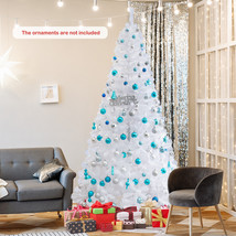 8-Ft Artificial PVC Christmas Tree With Stand Holiday Decor Indoor Outdoor White - £73.53 GBP