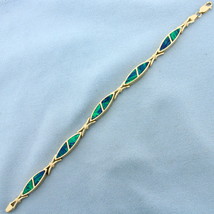 Black Opal Inlay Bracelet in 14k Yellow Gold - £1,342.11 GBP