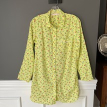 Victorias Secret Yellow Floral Tab Sleeve Button Sleep Shirt Nightgown Small - £15.19 GBP