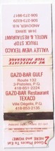 Advertising Matchbook Cover Valley View Texaco Andover NB Gazo Bar Ville Degelis - $1.97