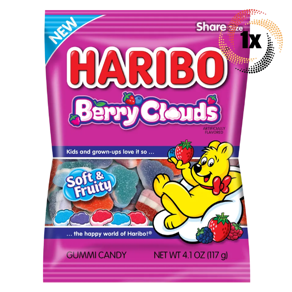 1x Bag Haribo Berry Clouds Assorted Fat Free Share Size Gummi Candy | 4.1oz - $10.00