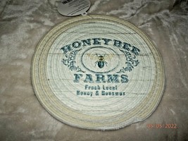 New Honey Bee Farms Round Braided Trivet Hot Pad Heat Resistant 9&quot; Bumblebee - £13.65 GBP