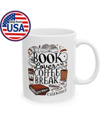 Cute Reading Coffee Mug Book Lover Cup Cozy Coffee Break Illustration Read Gift - $14.99