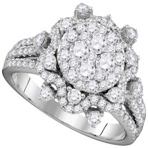 14kt White Gold Round Diamond Cluster Bridal Wedding Engagement Ring 1-5/8 Ctw - £2,045.17 GBP