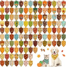 120 Pcs Fall Dog Bandanas Bulk Adjustable Dog Scarves Pumpkin Turkey Puppy Banda - £52.12 GBP