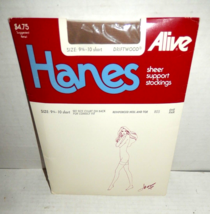 Vintage Hanes Alive Sheer Support Stockings 9 1/2-10 Short Driftwood - £27.40 GBP
