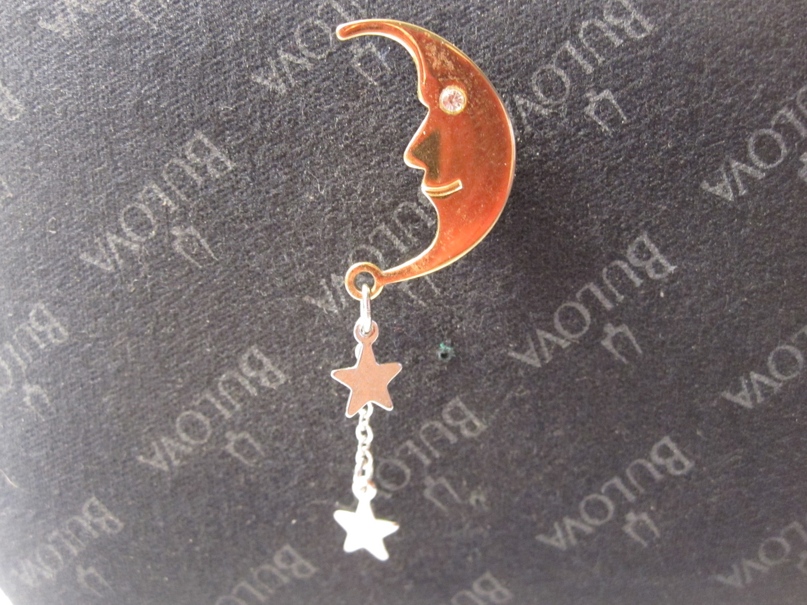 vintage Lapel Pin: 1978 Avon Man in the Moon w/ dangling Stars - $8.00