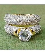 2Ct Imitación Diamante Redondo 14K Oro Amarillo Chapado His / Su Boda Trío - $234.87 CAD
