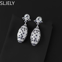 Fashion S925 Sterling Silver Cross and Oval Tribal Pattern Drop Earrings Women V - £38.76 GBP