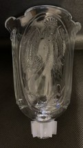 Homco Votive Cup Angel embossed Clear candle holder 4.5" pegged scalloped edge - $8.07