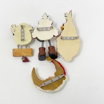 Vintage LOT Folk Art PINS Holiday Christmas Winter Pins 2 - Snowman,  2 - Santa - £13.15 GBP