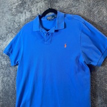 Ralph Lauren Polo Shirt Mens Extra Large Blue Preppy Custom Fit Orange Pony Golf - £9.97 GBP