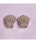 Halbe Silver Tone Pave Rhinestone Nautical Shell Clip On Earrings Vintag... - $40.73 CAD