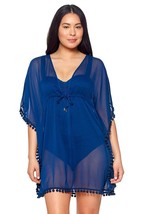 Bleu By Rod Beattie Women&#39;s Gypset Caftan Cover Up Swimsuit Navy Blue Small - £23.49 GBP