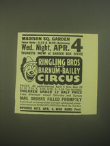 1945 Ringling Bros and Barnum &amp; Bailey Circus Ad - Madison Square Garden - £14.86 GBP