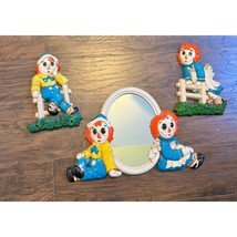 Vintage Raggedy Ann &amp; Andy Wall Hanging &amp; Mirror Decoration Bobbs Merril... - £52.30 GBP