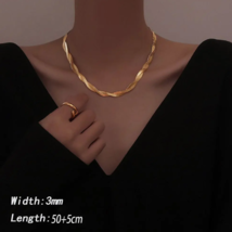 Gold Chain Necklace Bracelets Set Stainless Steel Plated Jewelry for Women Girl - £17.52 GBP