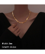 Gold Chain Necklace Bracelets Set Stainless Steel Plated Jewelry for Wom... - £17.53 GBP