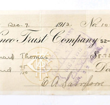 1912 Kineo Trust Company Bank Check E.A. Sampson Dover Maine Signed 1061... - $19.99