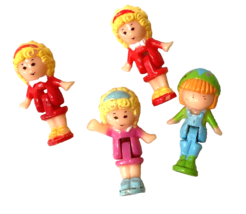 Lot of 4 Blonde &amp; Red Head Girl Polly Pocket Figurines OG BBT Blue Bird ... - $37.31