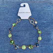 Dana Buchman Faux Faceted Stone Necklace Goldtone Gorgeous Blue Green  17” NWT - £19.13 GBP
